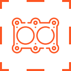 EverSeal Gasket System Icon — Vestis The image shows a gasket and panel interface icon representing the EverSeal Gasket System used in Vestis Architectural Products and Architectural Systems.
