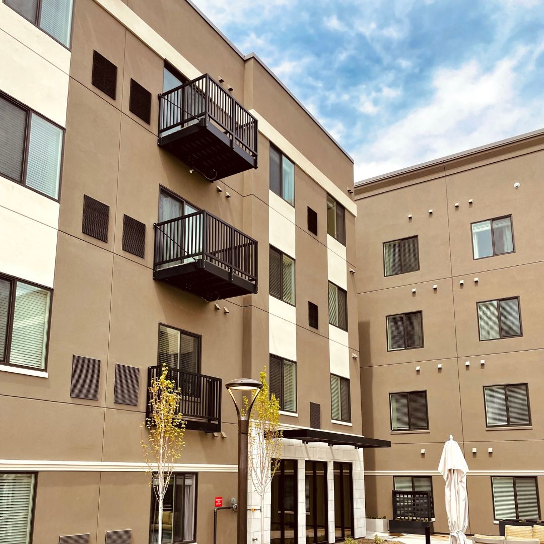 apartment with aluminum bolt on balcony attached to all levels.
