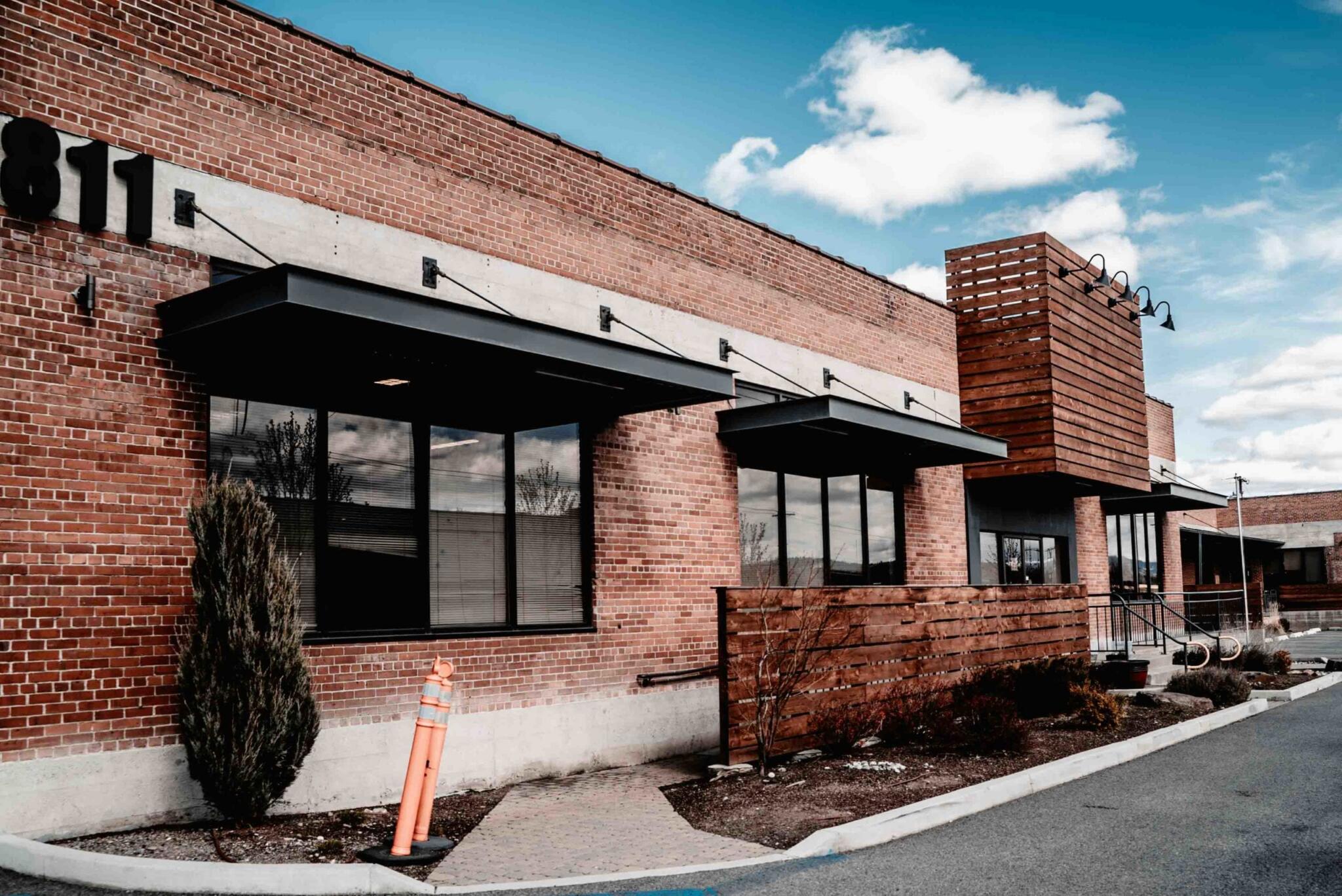 Aluminum C-Channel Canopy On Brick